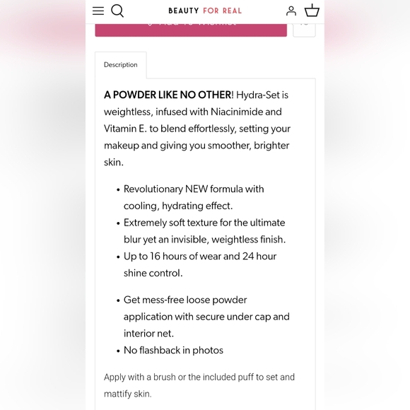 5/75$ Beauty for real - Hydra-Set Translucent Finishing + Brightening Powder - Picture 13 of 14